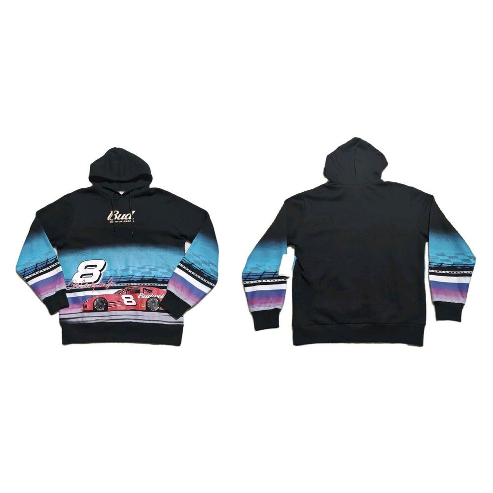 Dale Earnhardt Jr #8 Budweiser NASCAR Hoodie Adult Medium Black Racing NWT